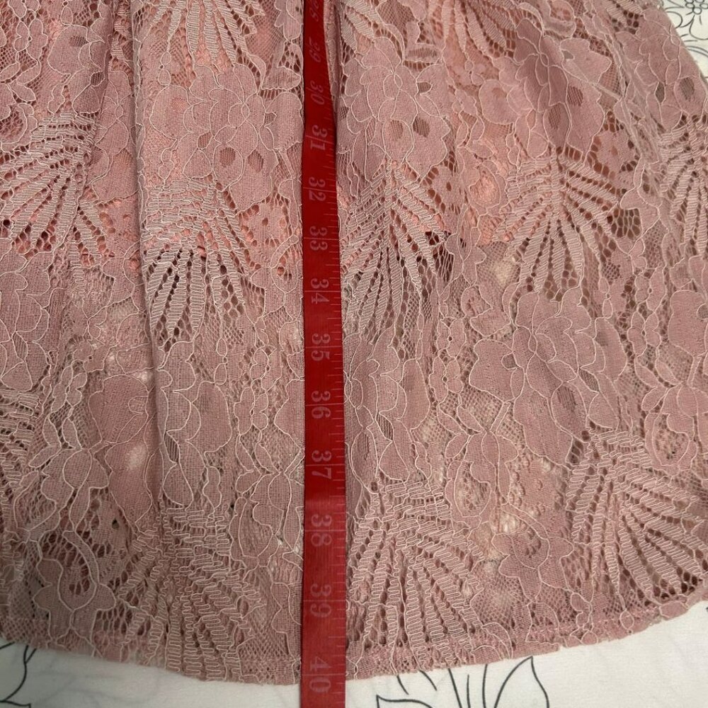 NWT VEIISAR Rose-colored Elegant V-neck A-Line Cocktail Dress Lace Overlay Large - Picture 12 of 13
